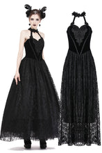 Load image into Gallery viewer, Gothic noble velvet lace long dress with hearted flower design DW187 - Gothlolibeauty