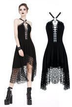 Load image into Gallery viewer, Punk knitted dress with net pattern hem and sexy eyelet rope design DW189 - Gothlolibeauty