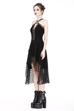 Load image into Gallery viewer, Punk knitted dress with net pattern hem and sexy eyelet rope design DW189 - Gothlolibeauty