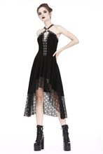 Load image into Gallery viewer, Punk knitted dress with net pattern hem and sexy eyelet rope design DW189 - Gothlolibeauty