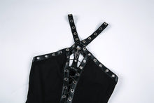 Load image into Gallery viewer, Punk knitted dress with net pattern hem and sexy eyelet rope design DW189 - Gothlolibeauty