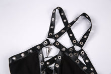 Load image into Gallery viewer, Punk knitted dress with net pattern hem and sexy eyelet rope design DW189 - Gothlolibeauty