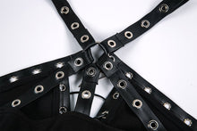 Load image into Gallery viewer, Punk knitted dress with net pattern hem and sexy eyelet rope design DW189 - Gothlolibeauty