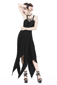 Punk knitted dress with irregular hem and interlaced rope design DW190 - Gothlolibeauty