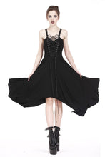 Load image into Gallery viewer, Punk knitted dress with irregular hem and interlaced rope design DW190 - Gothlolibeauty
