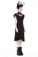 Load image into Gallery viewer, Gothic knitted dress with sexy rose flower net on top DW197 - Gothlolibeauty