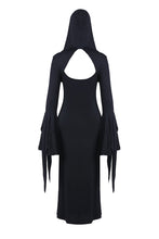 Load image into Gallery viewer, Holloween gothic slit hem witch sleeve hooded dress DW200