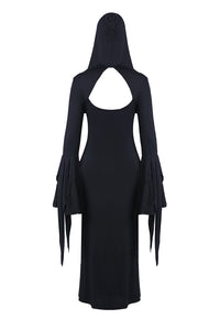 Holloween gothic slit hem witch sleeve hooded dress DW200