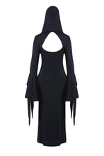 Load image into Gallery viewer, Holloween gothic slit hem witch sleeve hooded dress DW200 - Gothlolibeauty