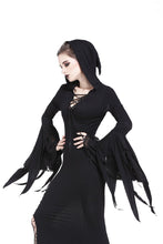Load image into Gallery viewer, Holloween gothic slit hem witch sleeve hooded dress DW200 - Gothlolibeauty