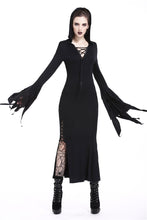Load image into Gallery viewer, Holloween gothic slit hem witch sleeve hooded dress DW200 - Gothlolibeauty