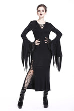 Load image into Gallery viewer, Holloween gothic slit hem witch sleeve hooded dress DW200 - Gothlolibeauty