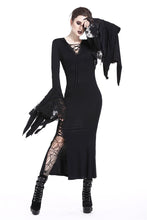 Load image into Gallery viewer, Holloween gothic slit hem witch sleeve hooded dress DW200 - Gothlolibeauty