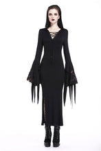Load image into Gallery viewer, Holloween gothic slit hem witch sleeve hooded dress DW200 - Gothlolibeauty