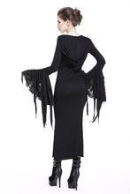Load image into Gallery viewer, Holloween gothic slit hem witch sleeve hooded dress DW200 - Gothlolibeauty