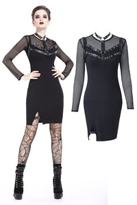 Punk metal studded mesh midi dress DW204 - Gothlolibeauty