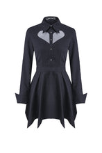 Load image into Gallery viewer, Gothic sexy mesh heart pleated collar bow dress DW205 - Gothlolibeauty
