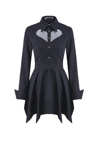 Gothic sexy mesh heart pleated collar bow dress DW205 - Gothlolibeauty