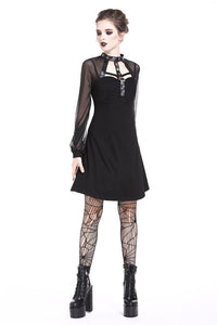 Punk mesh sleeve halter dress DW207 - Gothlolibeauty
