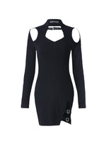Load image into Gallery viewer, Ladies punk hollow shouler slit hem midi dress DW209 - Gothlolibeauty