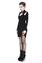 Load image into Gallery viewer, Ladies punk hollow shouler slit hem midi dress DW209 - Gothlolibeauty