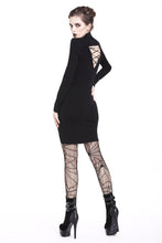Load image into Gallery viewer, Ladies punk hollow shouler slit hem midi dress DW209 - Gothlolibeauty