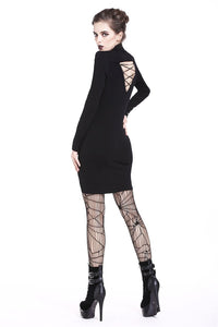 Ladies punk hollow shouler slit hem midi dress DW209 - Gothlolibeauty