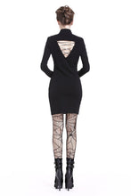 Load image into Gallery viewer, Ladies punk hollow shouler slit hem midi dress DW209 - Gothlolibeauty
