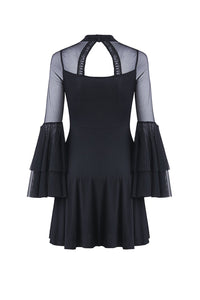 Cute gothic flower bust layered sleeve midi dress DW216 - Gothlolibeauty