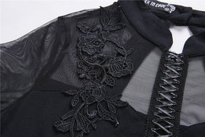 Cute gothic flower bust layered sleeve midi dress DW216 - Gothlolibeauty