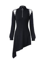 Load image into Gallery viewer, Punk zippered hollow shoulder dress DW218 - Gothlolibeauty