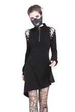 Load image into Gallery viewer, Punk zippered hollow shoulder dress DW218 - Gothlolibeauty
