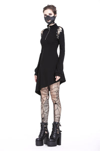 Punk zippered hollow shoulder dress DW218 - Gothlolibeauty