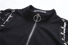 Load image into Gallery viewer, Punk zippered hollow shoulder dress DW218 - Gothlolibeauty