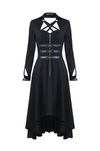 Punk buckle zippered long dress DW219 - Gothlolibeauty