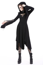 Load image into Gallery viewer, Gothic lace-up bust and sleeve hooded dress DW220 - Gothlolibeauty