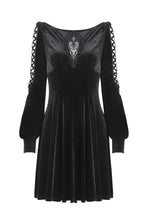 Load image into Gallery viewer, Gothic lace-up velvet midi dress DW224 - Gothlolibeauty