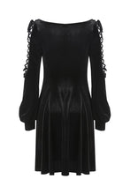 Load image into Gallery viewer, Gothic lace-up velvet midi dress DW224 - Gothlolibeauty