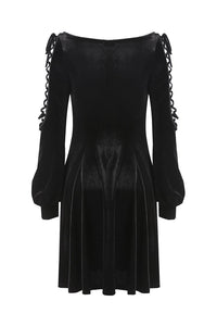 Gothic lace-up velvet midi dress DW224 - Gothlolibeauty