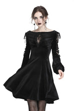 Load image into Gallery viewer, Gothic lace-up velvet midi dress DW224 - Gothlolibeauty