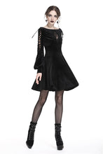 Load image into Gallery viewer, Gothic lace-up velvet midi dress DW224 - Gothlolibeauty