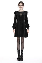 Load image into Gallery viewer, Gothic lace-up velvet midi dress DW224 - Gothlolibeauty