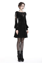 Load image into Gallery viewer, Gothic lace-up velvet midi dress DW224 - Gothlolibeauty