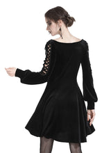 Load image into Gallery viewer, Gothic lace-up velvet midi dress DW224 - Gothlolibeauty