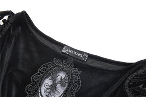 Gothic lace-up velvet midi dress DW224 - Gothlolibeauty