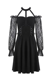 Gothic lace bishop sleeve lace-up dress DW228 - Gothlolibeauty