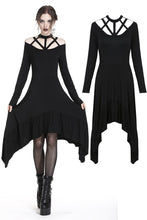 Load image into Gallery viewer, Punk strap neckline waterfall hem dress DW230 - Gothlolibeauty