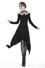 Load image into Gallery viewer, Punk strap neckline waterfall hem dress DW230 - Gothlolibeauty