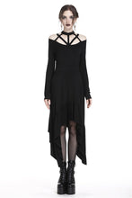 Load image into Gallery viewer, Punk strap neckline waterfall hem dress DW230 - Gothlolibeauty