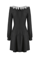 Load image into Gallery viewer, Black chiffon white floral collar bow dress DW234 - Gothlolibeauty